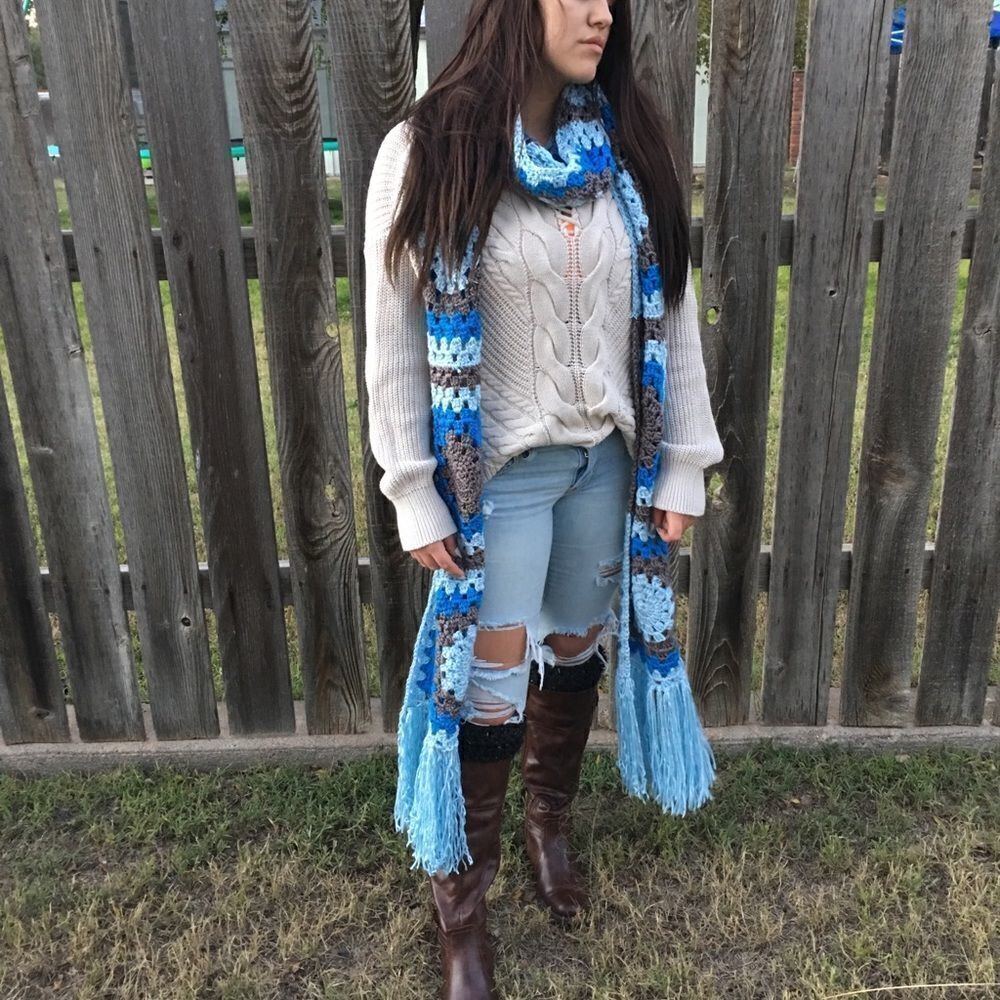Handcrafted in the USA Vintage Yarn Extra Long Scarf